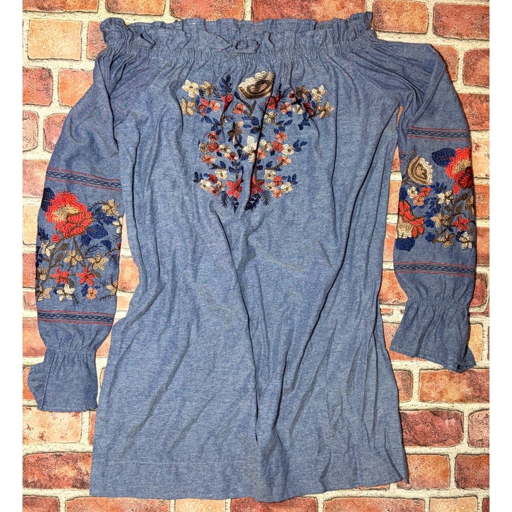 New In the Flow Design Ltd Sg Floral Embroidered Off the Shoulder Dress Size L